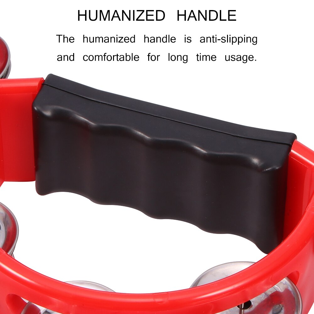 1 pandereta de campanas Orff pandereta de percusión instrumentos musicales campana de mano para compacto tambor de media luna Doble