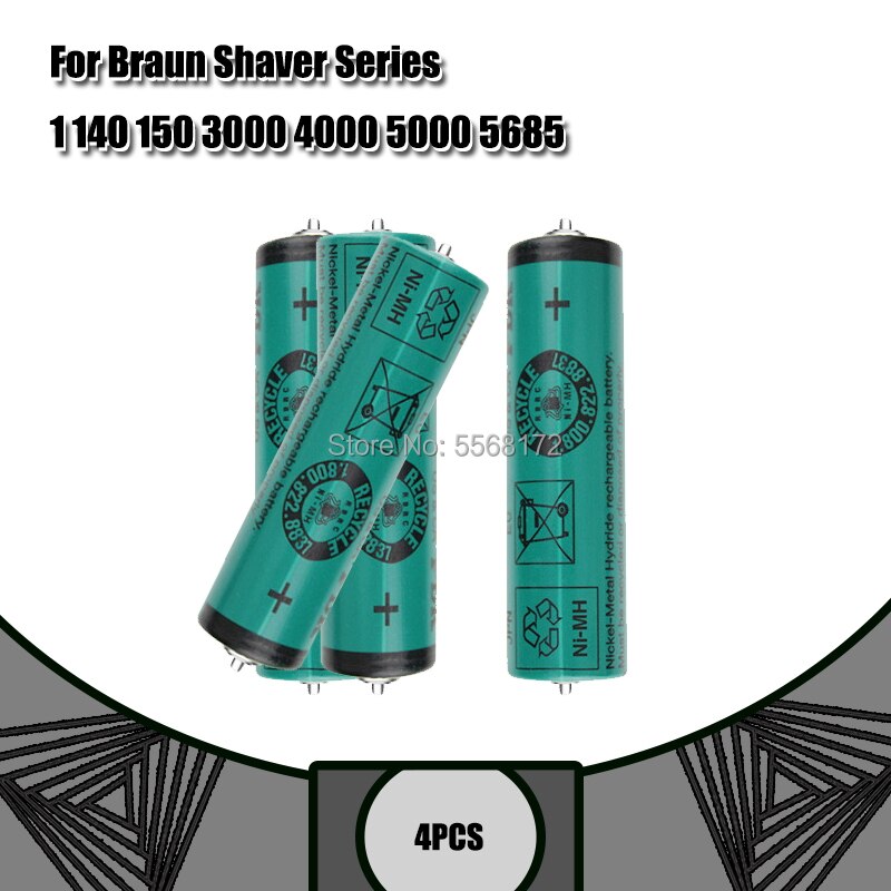 Braun rakapparat batteri 150s-1 320s-4 380s-4 390cc-4 350cc-4 330 1.2v ni-mh uppladdningsbart batteri för fdk: 4 st