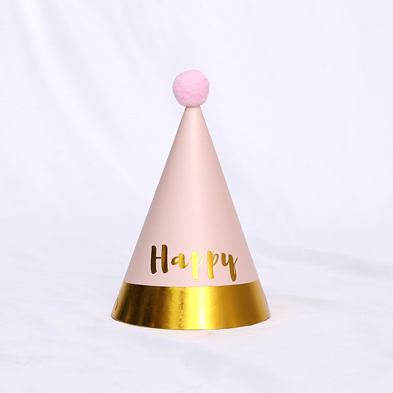 Kinderen Verjaardag Hoed Gelukkige Verjaardag Papier Hoeden Cap Prins Prinses Kroon Partij Decoratie Voor Jongen Meisje Verjaardagsfeestje Decoraties: pink one tiao happy
