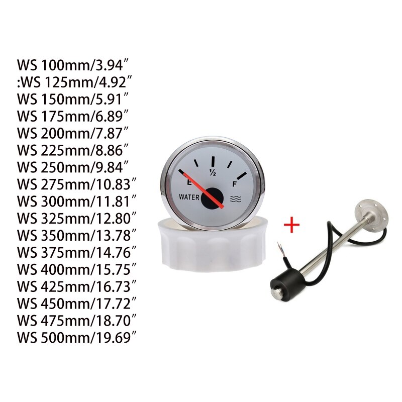 Medidor de nivel de agua eléctrico, 0-190Ohm, 100, 150, 200, 250, 300, 350, 400, 450mm, Sensor de tanque de combustible