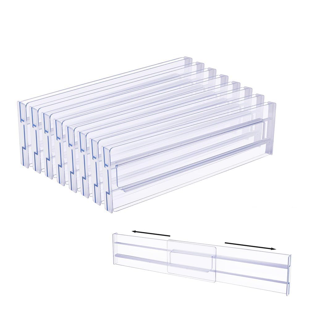 Organizadores divisores de cajones, separadores de cajones de plástico ajustables para ropa, utensilios de cocina, maquillaje, almacenamiento de oficina: Naranja
