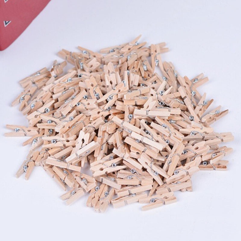 50x25MM Mini Natural Wooden Clothes Pin Photo Paper Peg Clothespin Craft Clips