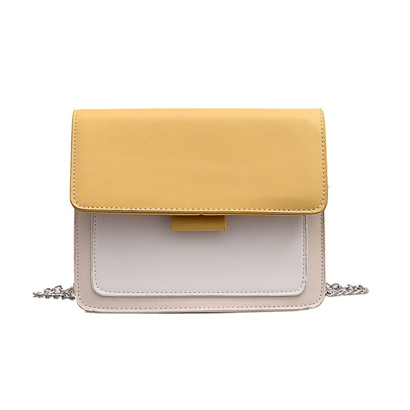 Olsitti Contrast Kleur Pu Lederen Crossbody Tassen Voor Vrouwen Reizen Handtas Simple Dames Schoudertas Sac Epaule: B-Yellow