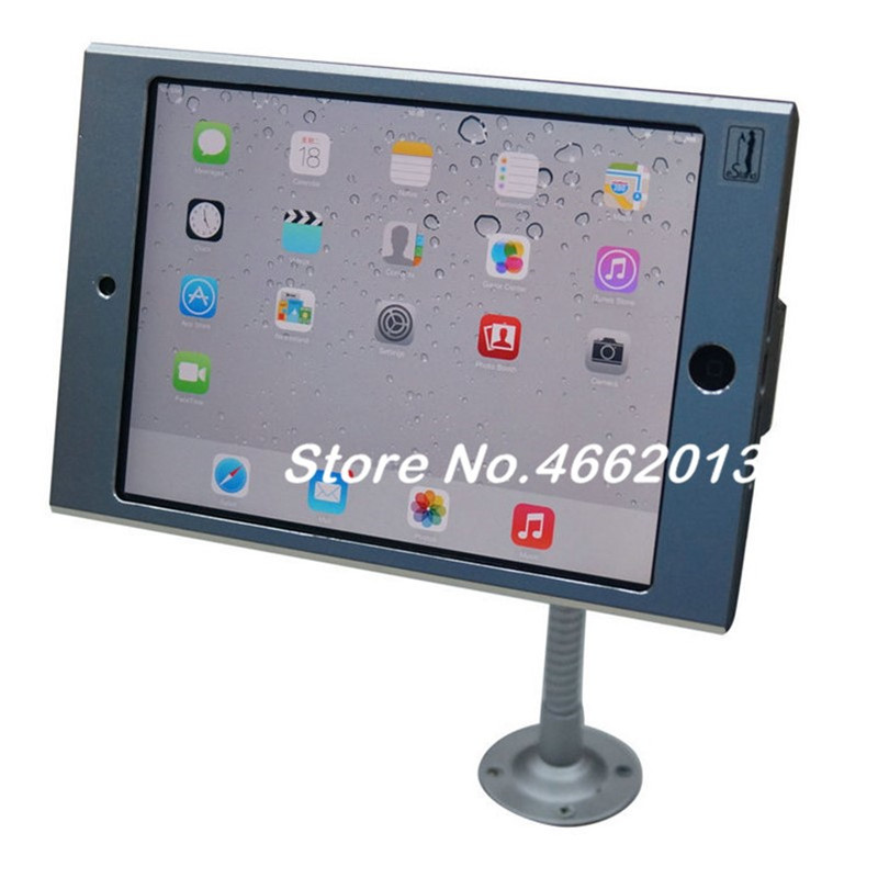 tablet pc display flexible gooseneck wall mount holder stand for iPad mini1 2 3 security safe locked metal box support arm