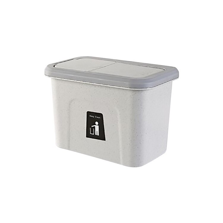 Colgador para puerta de armario cubo de basura, contenedor de basura, Herramientas de limpieza del hogar, cubos de basura con cubierta, novedad: S Light Gray