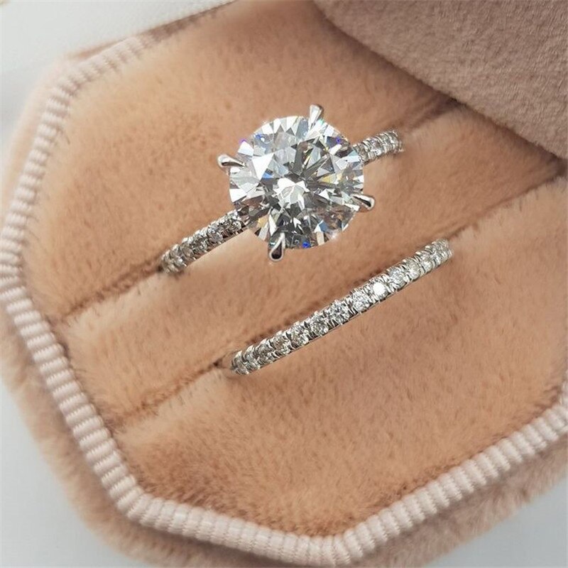 Vagzeb luksus zirkon forlovelsesring kvindelig firkant geometri aaa zirkon østrig krystal romantiske vielsesringe til kvinder