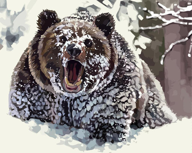 HUACAN cuadros por números animales pintura al óleo por números Kits de oso dibujo lienzo DIY invierno pintado a mano decoración del hogar: SZHC609