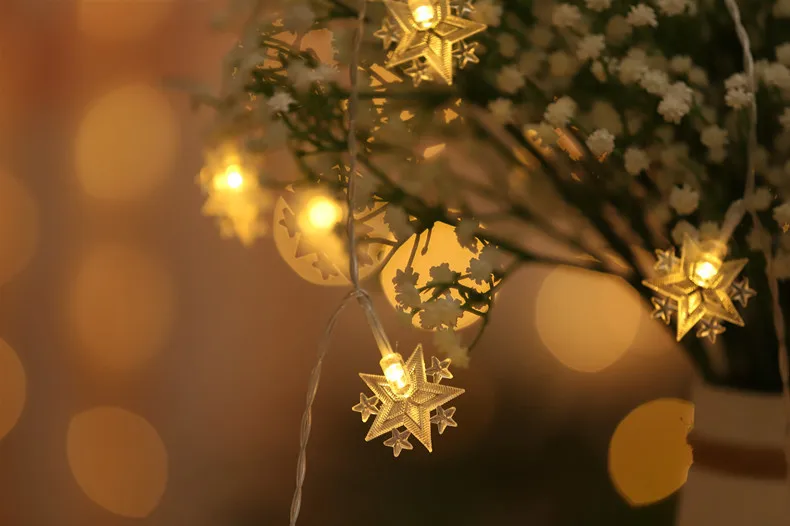 Kerst Sneeuwvlok LED Lichtslinger Garland Kerst Decoratie Feest Thuis Kerst Kerstman 2023 Gelukkig Nieuwjaar: L / Rood