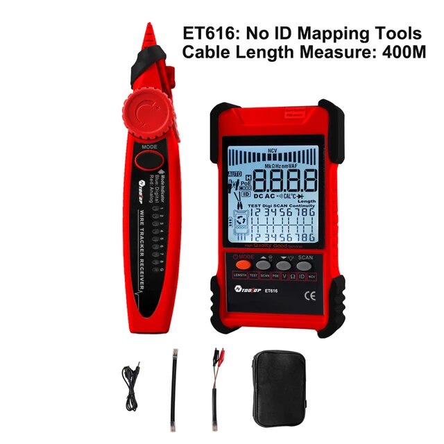 Ai äußern Sammlung Tooltop Netzwerk Kabel Tester Multimeter lan Kabel Verfolgung Poe Prüfung 400m/600m Länge messen Empfindlichkeit: Grün