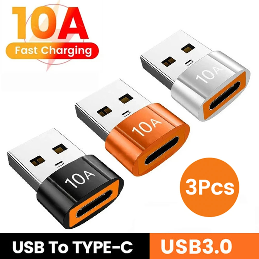 NNBILI 10A OTG USB3.0 To Type C Adapter TypeC Female to USB Male Converter Fast Charging Data Transfer For Laptop Xiaomi Samsung: black