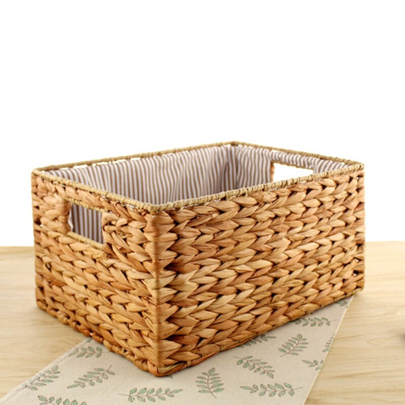 Cestas de almacenamiento tejidas hechas a mano para el hogar, caja de almacenamiento Rectangular, organizador de fruta, contenedor de comida, decoración