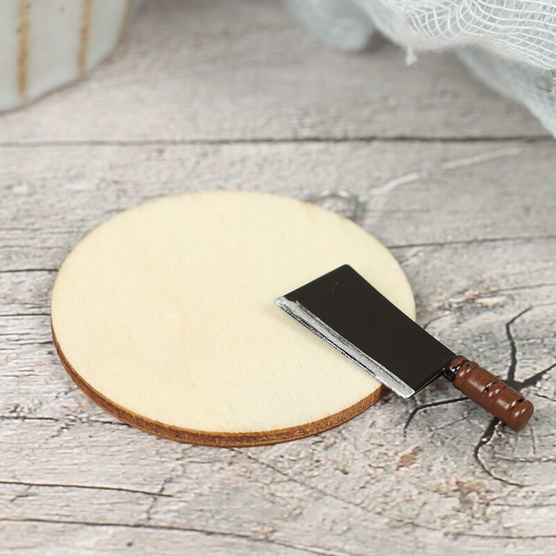 2pcs/set 1:12 Dollhouse Miniatures Kitchen Cutting Board Knife Model Accessories Mini Decor Toys