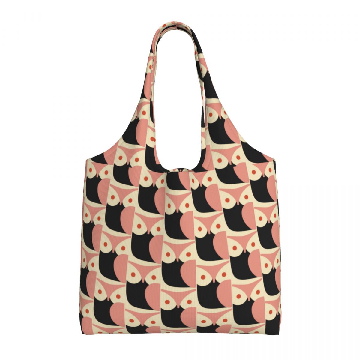 Impressão personalizada cão vermelho mostrar sacolas de compras reutilizáveis orla kiely mantimentos lona shopper bolsa ombro fotografia bolsas: Rosa