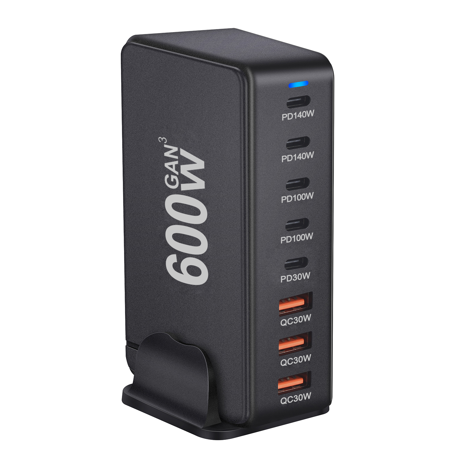 cargador rápido Gan de 600W 3,0 USB tipo C cargador móvil de 8 puertos 5C3A PD conveniente para llevar cargador de tableta