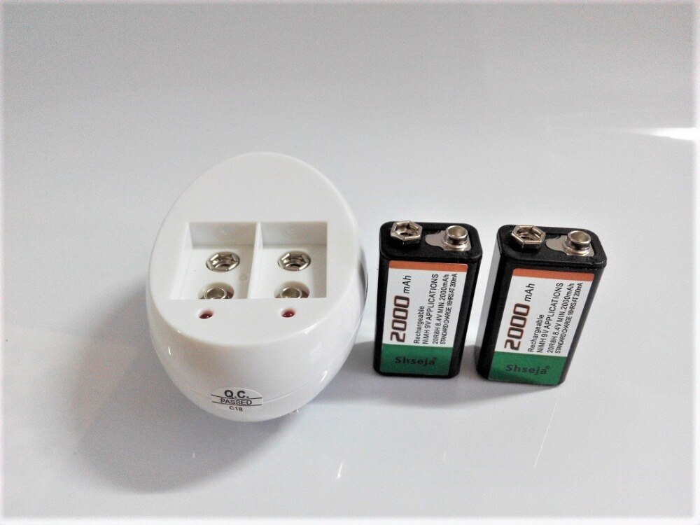Shsee – batterie Rechargeable NI-MH 9V 6F22 2000mAh, chargeur intelligent 9V à courant élevé,: B