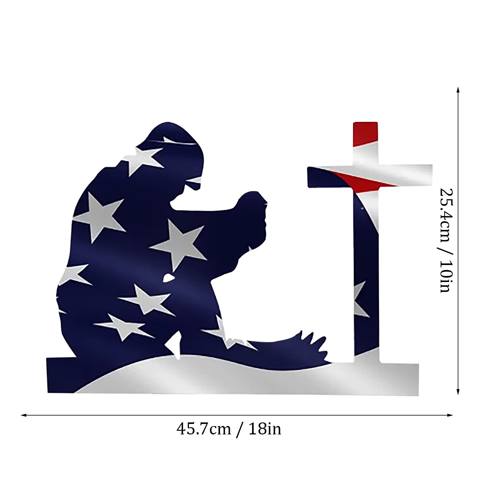 American Cross Kneeling Soldier Weathered Sign Plastic Splicing Diy Art Decoration Landscaping Decorative Spinners