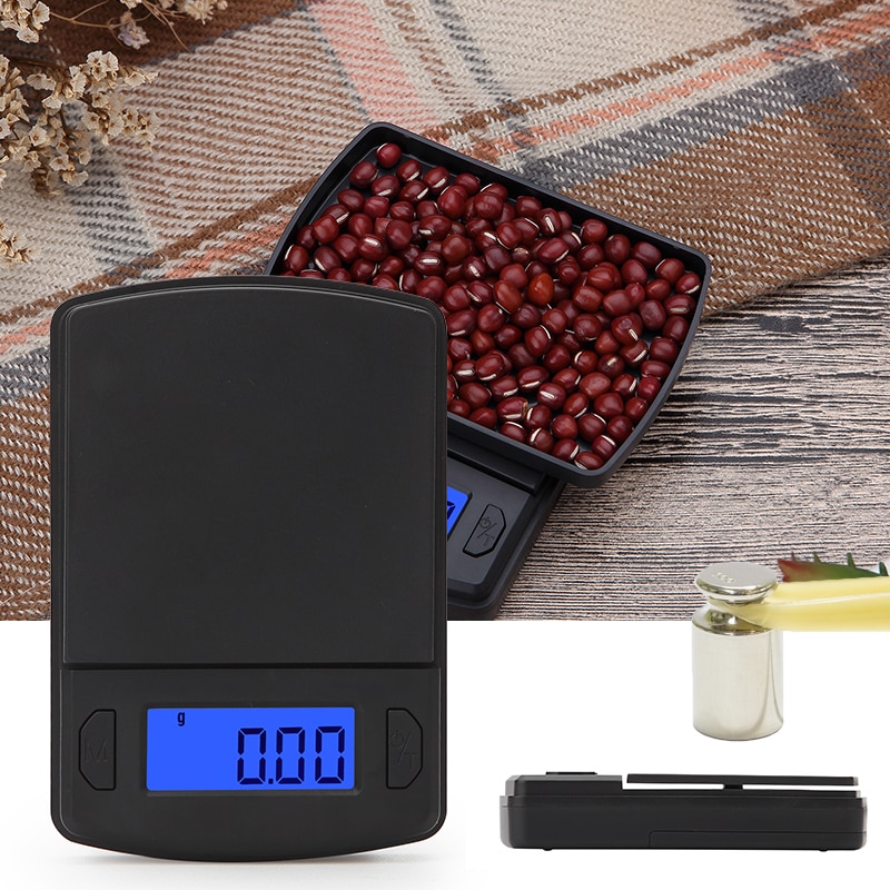 1 Uds. Escala de alta precisión Mini báscula de plástico de bolsillo para pesar joyas de oro balanzas de alimentos Balanza de gramos balanza electrónica LCD