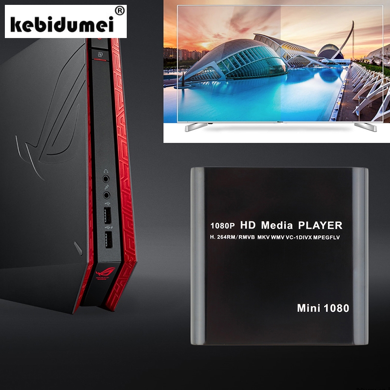 Kebidumei 1080P Mini Usb Externe Hdd Speler Full Hd Met Sd Mmc Kaartlezer Host Ondersteuning Mkv Hdd Hdmi-Compatibele Mediaspeler