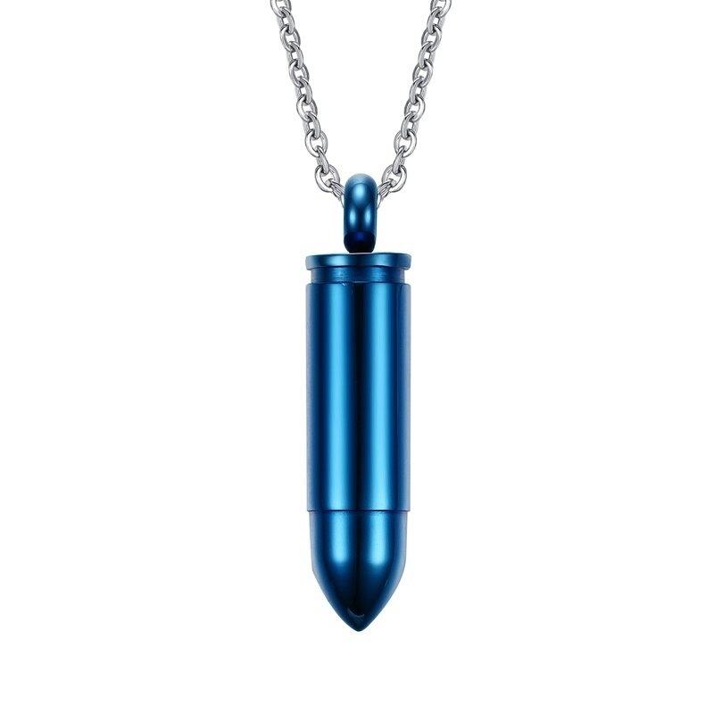 Vnox Hohl Punkt Kugel Anhänger Für Männer Frauen Hand Poliert Edelstahl Feuerbestattung Urne Halsketten Tough Mann Lässig Collier: blue color / 60cm 24inch