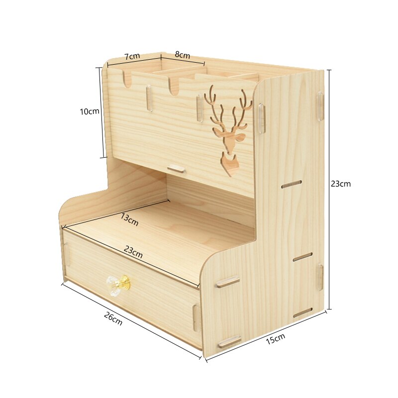 1Pcs Multi-function Wooden Desktop Pen Holder Office School Storage Case Desk Pen Pencil Organizer