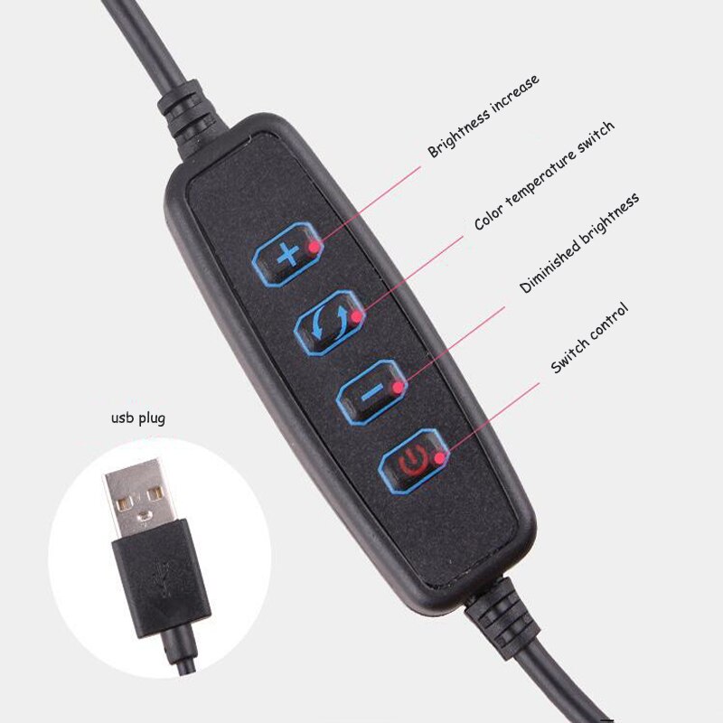 16cm 6 Inch LED Ring Light USB Powered Photo Bright Skin Selfie Photography Adjustable Brightness Fill Light