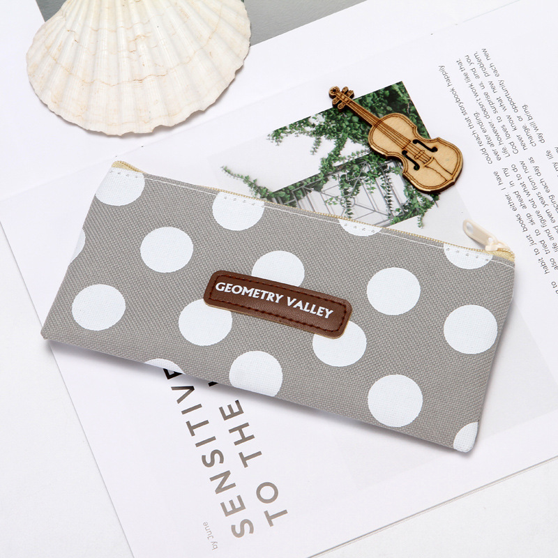 1pcs Canvas Geometric Pencil Case School Simple Striped Grid Solid Color Cute Kawaii Pencil Bag Pouch Office Students Supplies: 293