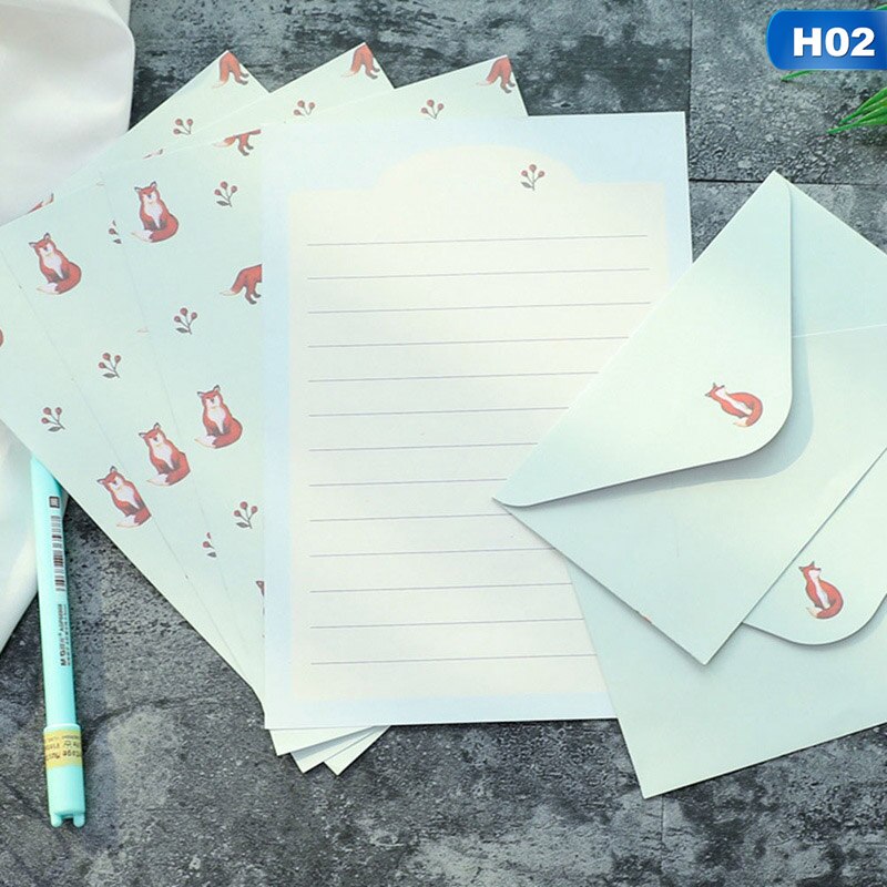 1 conjunto/6 pçs coreano criativo pequeno fresco flores carta envelopes de papel adorável romântico colorido cartas envelopes + papelaria: 02