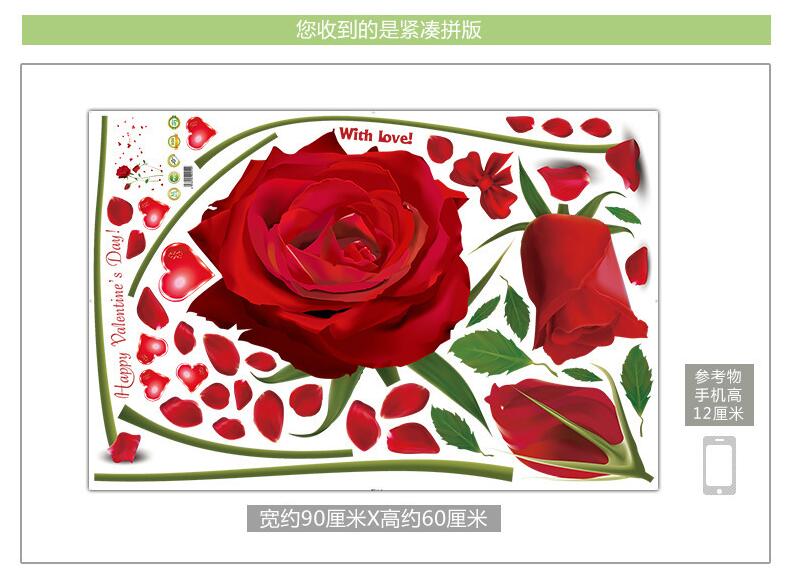 Aftagelig rød rose life is the flower citat vægklistermærke vægmaleri mærkat hjem værelse kunst indretning gør-det-selv romantisk dejlig 6055