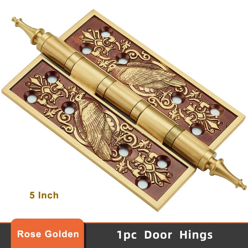 1pc 5Inch European Hinge Gate Door Room Door Copper Hinge Brass Hings Thick Retro Antique Cabinet Door Neoclassical: Rose Golden