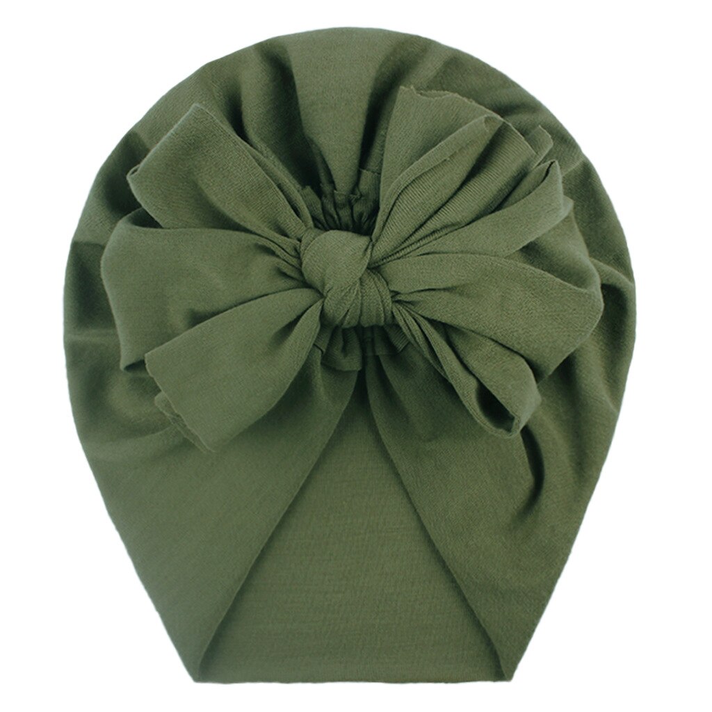 Gorro con cinta para la cabeza para bebé, gorra con estampado de lazo, turbante elástico de algodón, gorrito para envolver la cabeza para bebé, sombrero para niña, accesorios para el cabello para bebé: Dark green