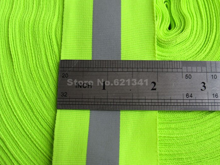 50mm*15mm(W) Fluorescent Green eflective Fabric Ribbon Webbing Tape Taps Strip Edging Braid Trim Sew On Tape