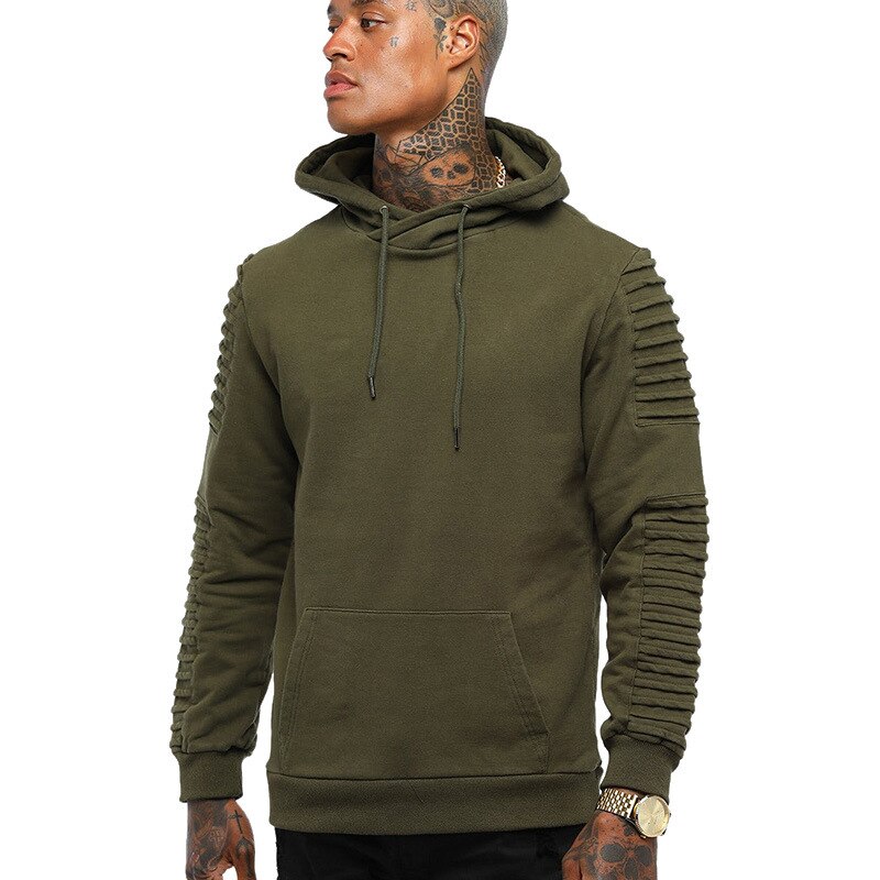 Herfst/Winter Geplooide Effen Kleur Hoodie Run Sport Trend Trui Lange Mouwen Losse Casual Sueter Hombre con Capucha
