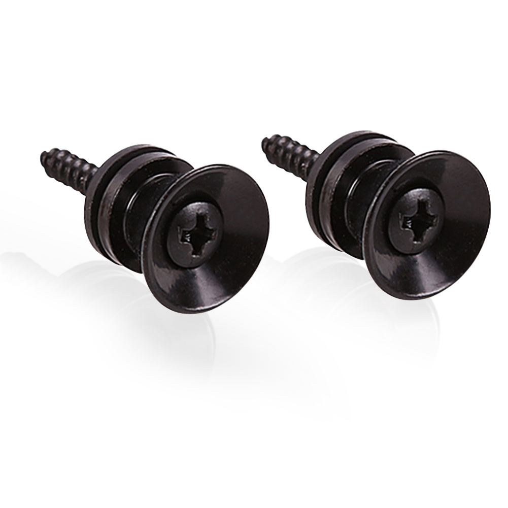 2 pezzi pioli per chitarra per basso elettrico acustico ukulele cinghia per chitarra fibbia pulsante perni di bloccaggio estremità in metallo parti di bloccaggio accessori: nero