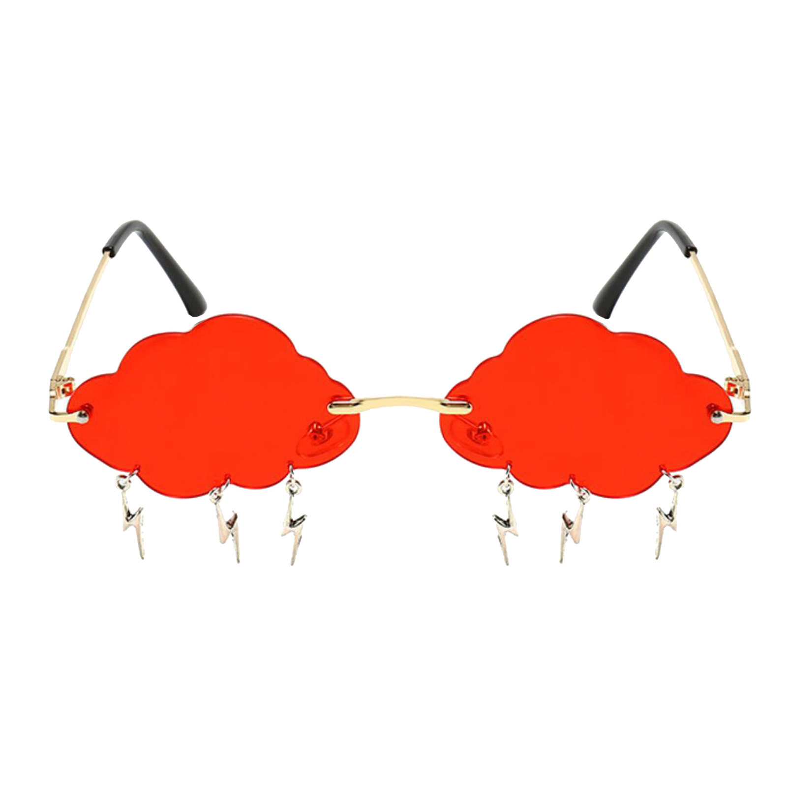 Novelty Cloud Shaped Sunglasses Tassel Tinted Lens UV400 Eyewear for Camping Hiking Cyaling Fishing Sun Glasses: Red