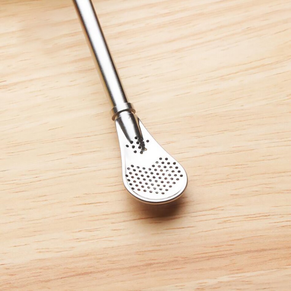 Stainless Steel Tea or coffee Straw tubes and Spoon Tea Filter Stick Spoon Tea Strainer Cocktail Shake bar Party Supply