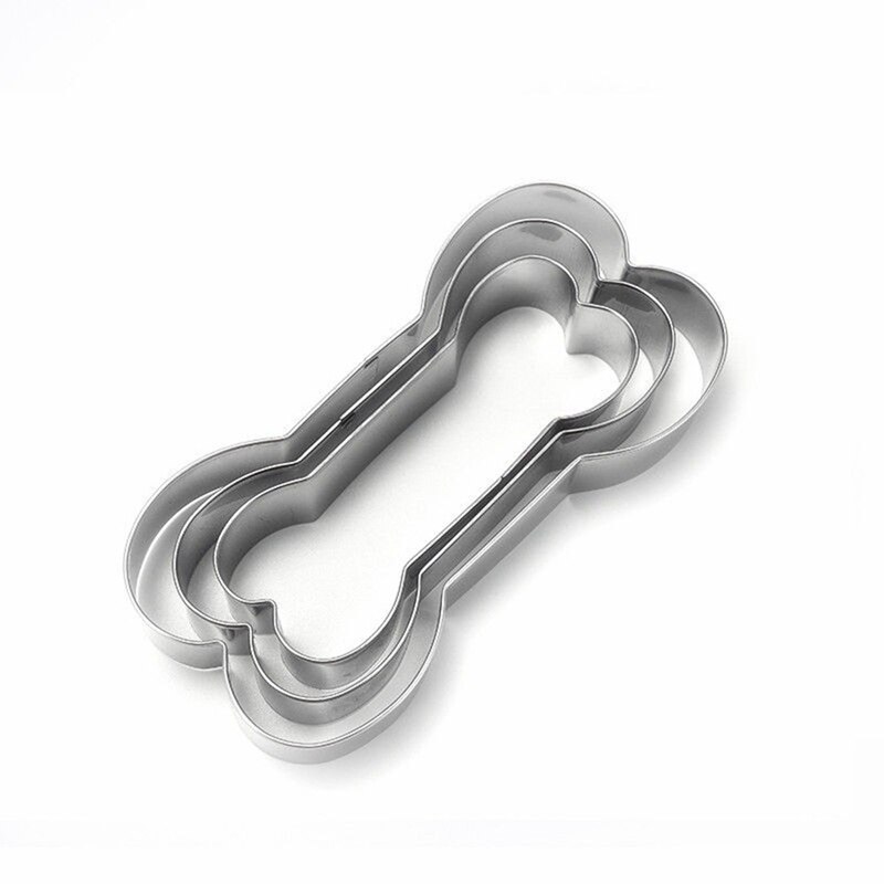 3 Stks/set Hond Bone Vormige Cookie Cutter Rvs Biscuit Mold Diy Bakvormen Fondant Taart Decoratie Gereedschappen Bakvorm
