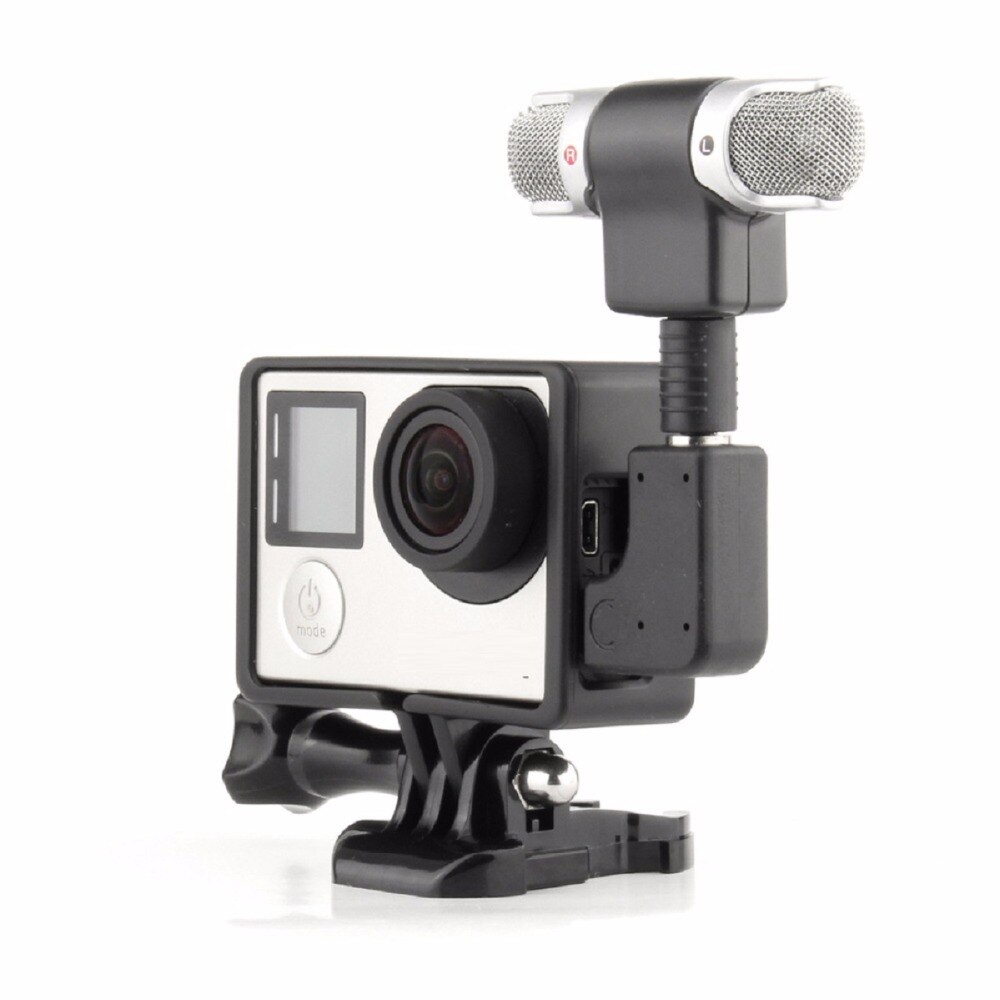 7 in 1 Voor GoPro Hero 3 3 + 4 Mini USB 3.5mm Microfoon + Frame + Schroef + gesp + Adapter Sport Action Camera Accessoires # F3114