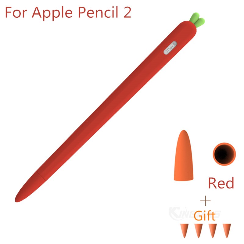 Zachte wortel siliconen voor apple pencil 1 hoesje 2 ipad tablet touch pen stylus beschermhoes hoesje: Rood voor potlood 2