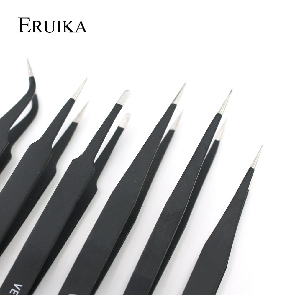 ERUIKA 1 pcs Zwarte Wenkbrauw Pincet Extension Clip Ultra Precisie Rvs Picker voor Strass Nail Art Pincet