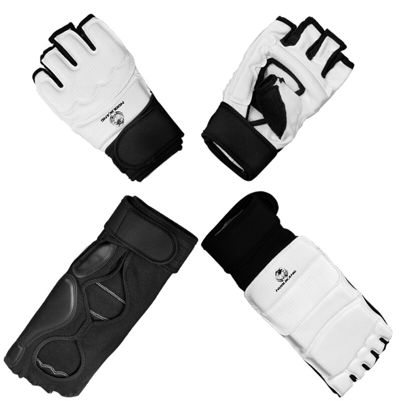 Kampsporthandskar barn vuxen taekwondo boxningssanda träningshandskar &amp; fotskyddsset halvfingerhandskar+fotskyddsset