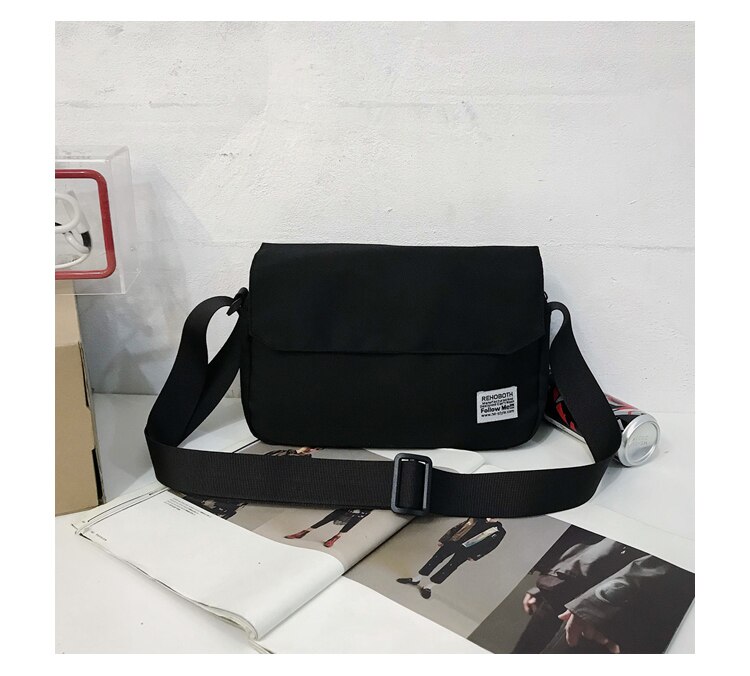 Harajuku pequena cruz saco do mensageiro das mulheres japonês simples retro bolsa de ombro maré marca bolsa feminina literária: Black
