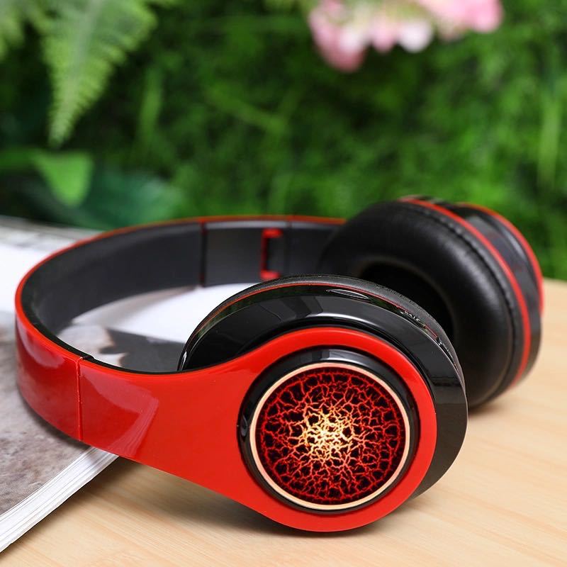 B39 Volcanic Pattern LED Light Wireless Bluetooth Headphone Sports Bass Headset Noise Canceling Volume Control Headphones
