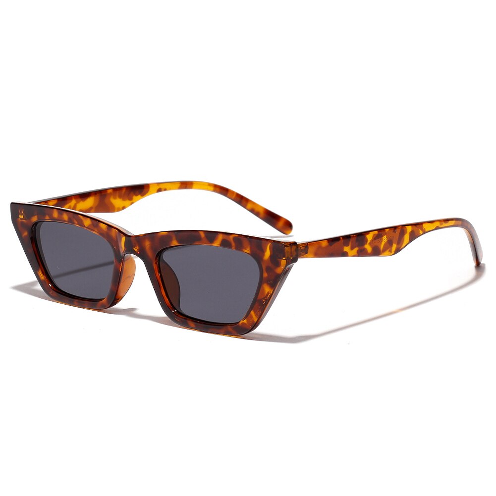 Ovza rektangel solbriller sorte solbriller til kvinder, anti-uv briller  s1001: Leopard