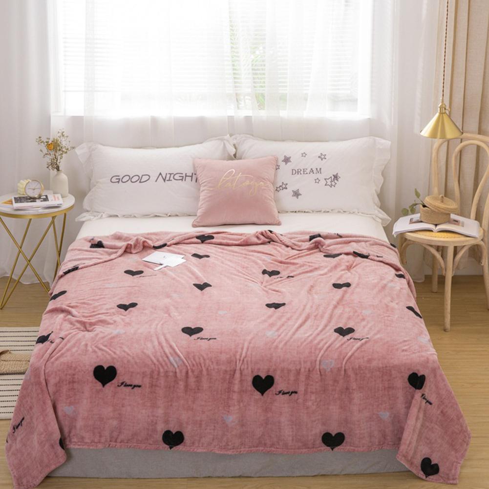 TPFOCUS Friendly Soft Blankets Bed Linen Warm Autumn Winter Printing Blanket for Home Bed Sheet Supplies: Love pink / 180x200cm