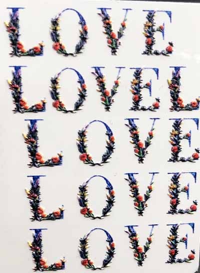 3D Acrylic Engraved Nail Sticker Winter colorful flowers birds love desgin Water Decals Empaistic Nail Water Slide Decals Z0260