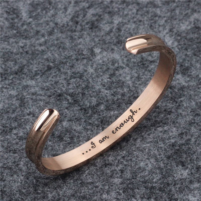 Stainless Steel Bracelet Bangles for Women I am enough Bracelet Friendship Cuff Bracelets Inspirational Jewelry pulseras