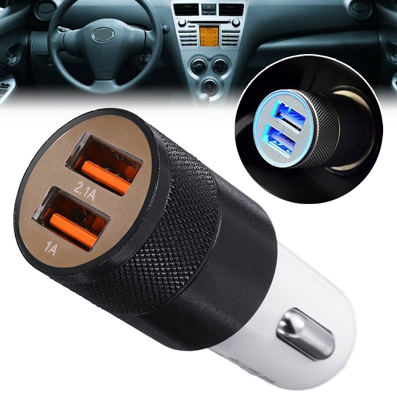Car Charger 12V 5V 2.1A Mini Dual 2 Twin Poort Universele USB Plug In Auto Aansteker socket Adapter