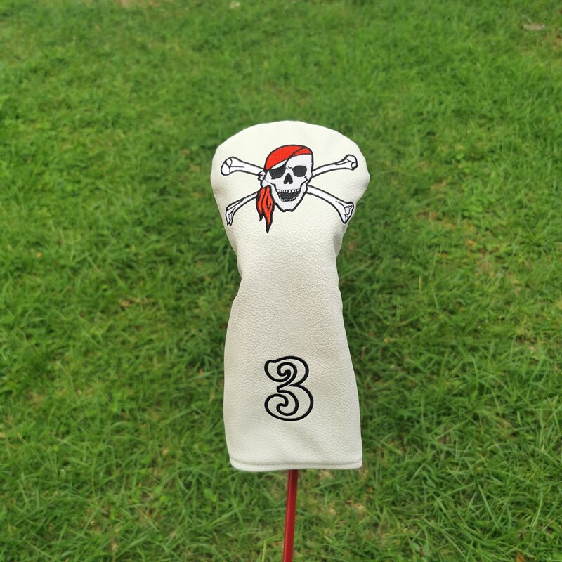 Pirate Golf Club Head Cover Is Suitable for Driver Fairway Putter 135H Club Cover PU Leather Unisex 진주게이츠: 3(white)