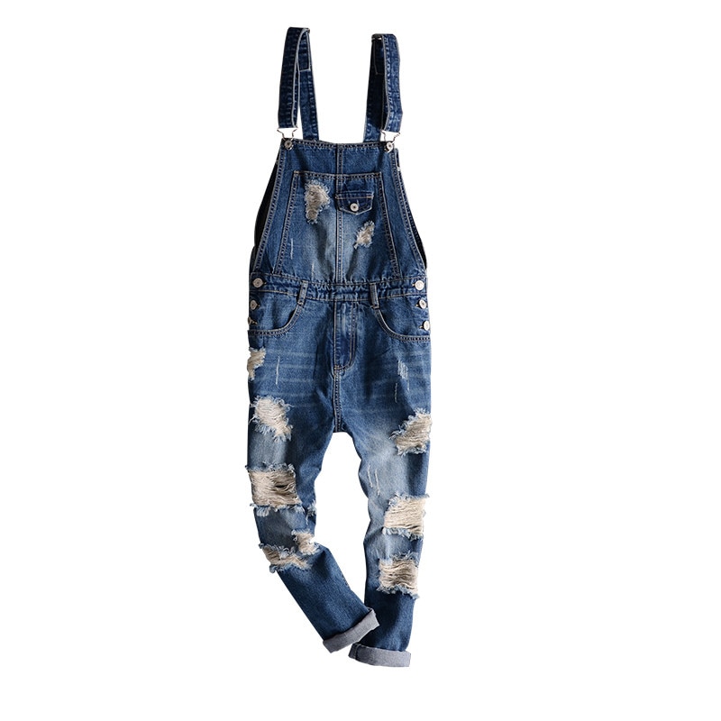 Moderigtige denim jumpsuits til mænd og #39 ;s hip-hop streetwear herre& #39 ; gamle denim overalls og overalls