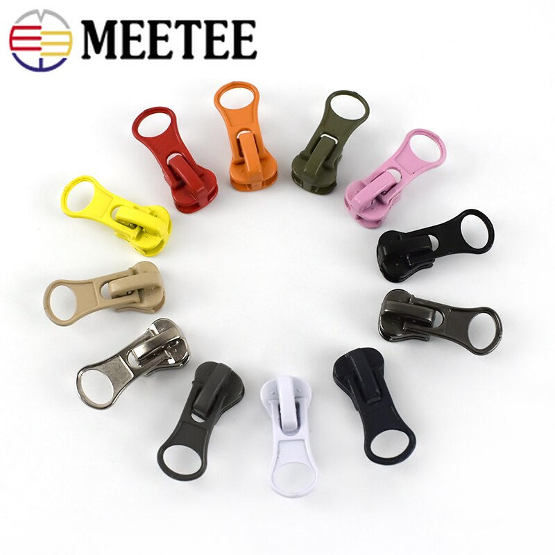 Meetee 10pcs 5# Resin Zipper Head Thick Candy Color Zipper Pull Slider DIY Repair Pillow Quilt Bedding Bags Sewing Clothes ZT005
